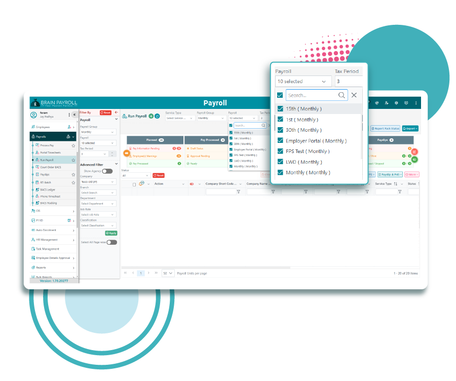 Core payroll functionality - HMRC and PAYE