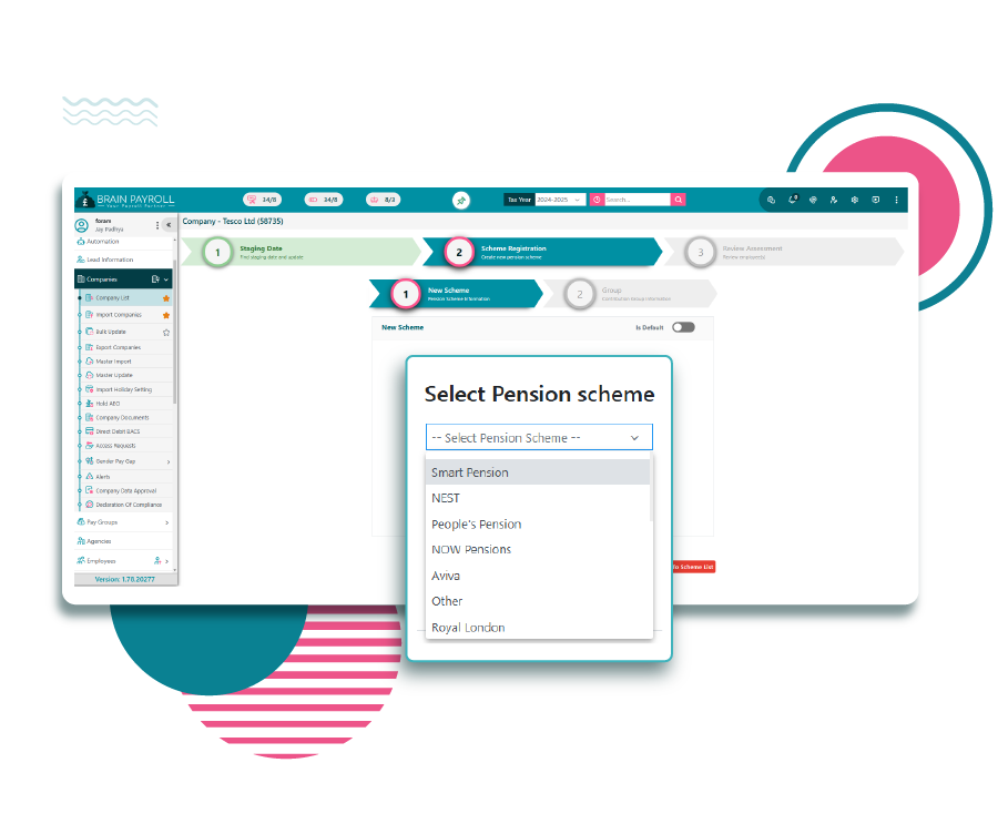 Pension management feature in payroll software UK