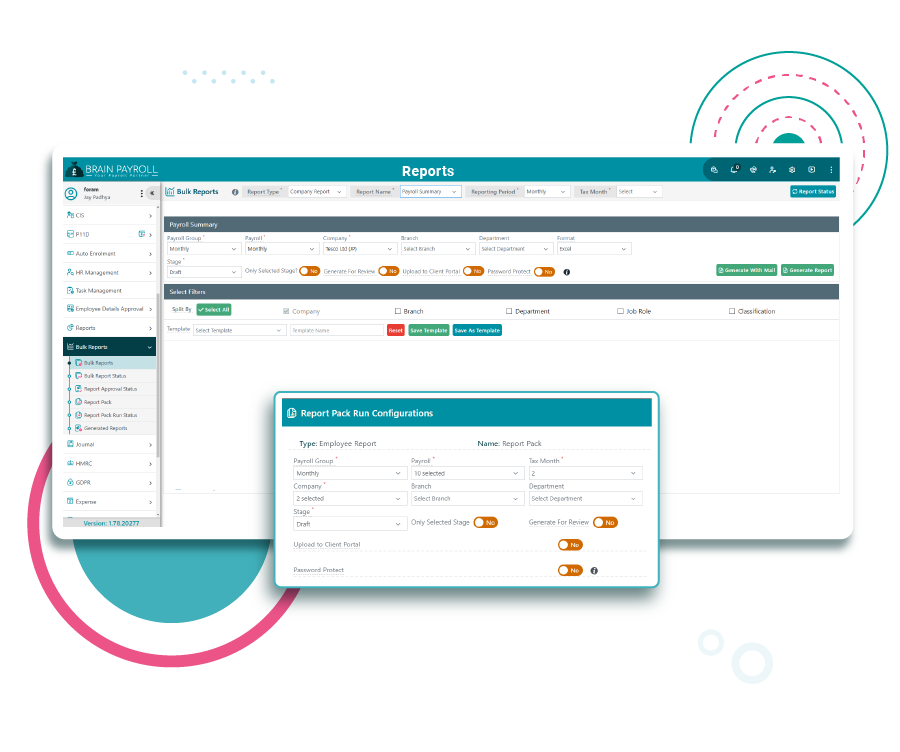 Payroll reporting and analytics dashboard