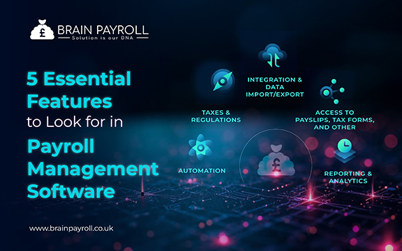 Illustration showing essential features of payroll management software